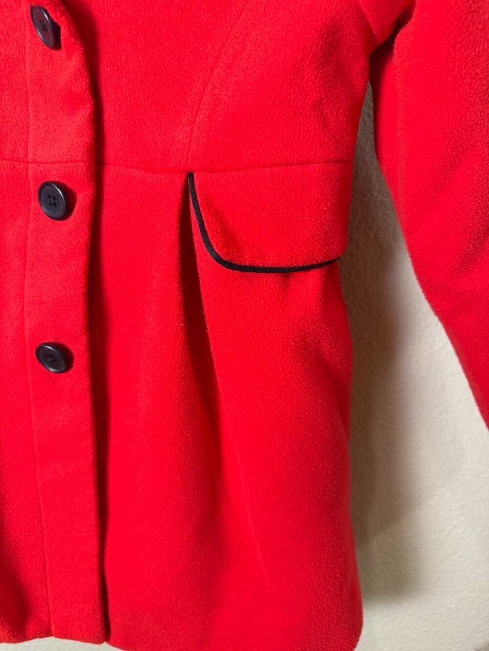 Cat & Jack Red Coat with Fur Trim & Black Piping Size 6X/7 - Picture 6 of 9